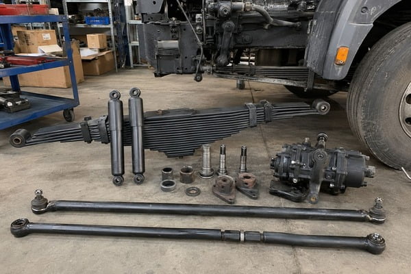 Truck suspension and steering parts leaf springs and shock absorbers leaf spring shock absorber tie rod for HOWO DONGFENG truck suspension