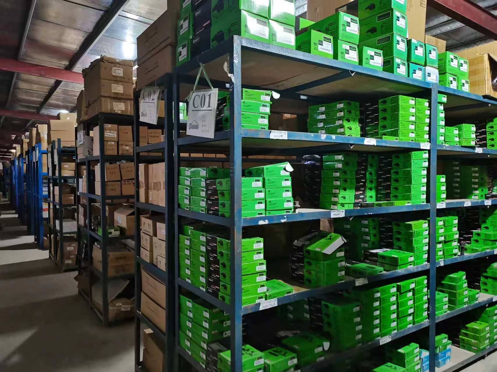 Organized truck parts stock in Caanass warehouse