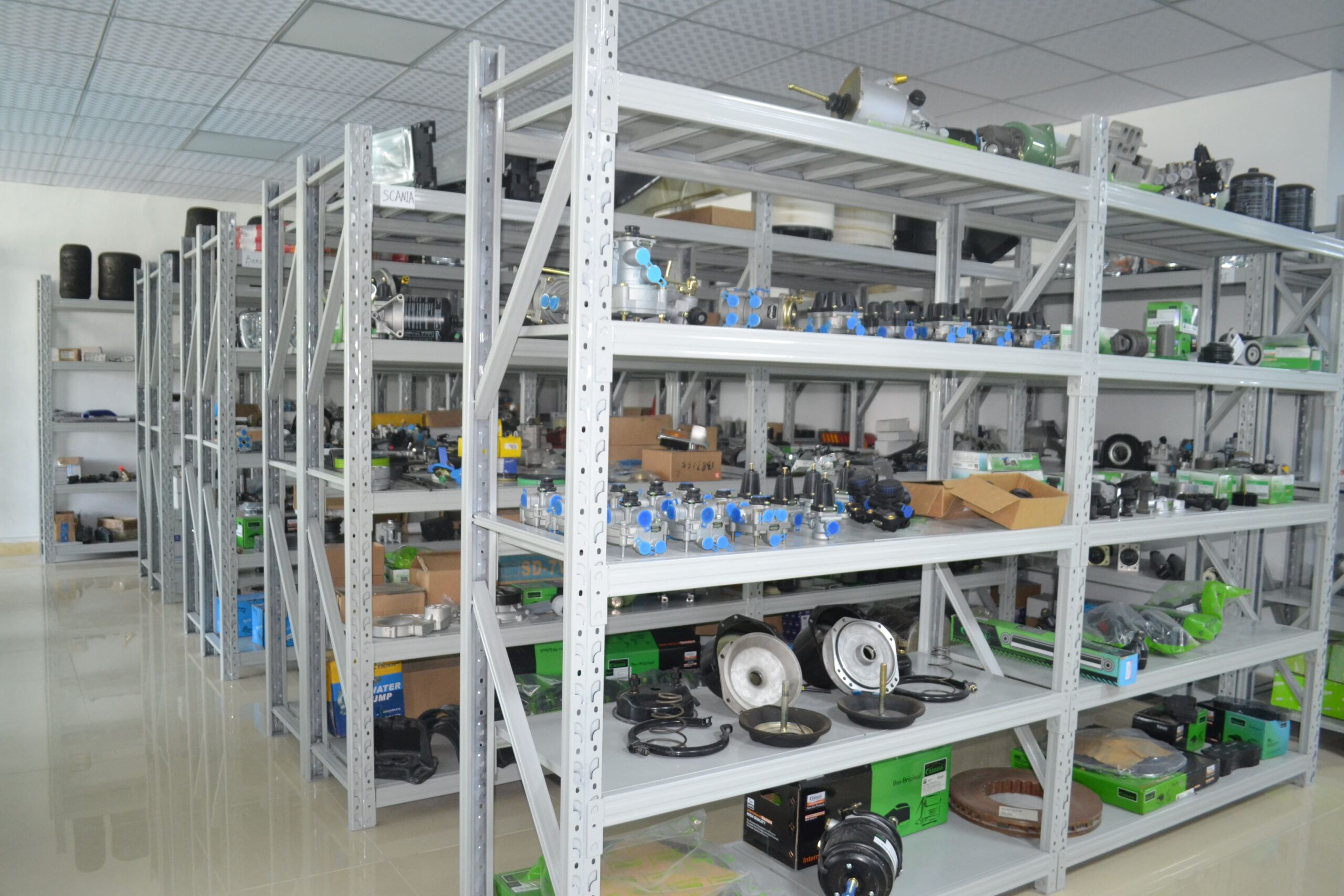 Truck parts shelves for retailers and repair chains